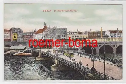 74191 Ak Berlin Janowitzbrücke mit Strassen- und Eisenbahn 1908