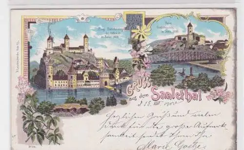 907053 Lithographie Ak Gruss aus dem Saalethal - Burg Giebichenstein 1900
