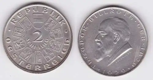 2 Schilling Silber Münze Österreich Theodor Billroth 1929 vz (162407)