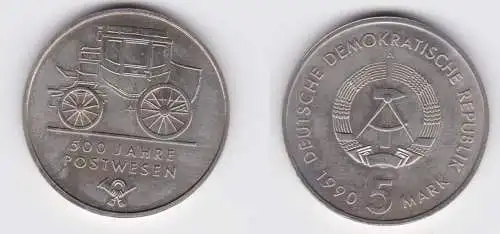 DDR Gedenk Münze 5 Mark 500 Jahre Postwesen 1990 (142277)