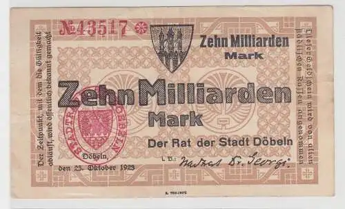 10 Milliarden Mark Banknote Stadt Döbeln 23.Oktober 1923 (113195)