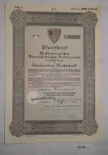 200 RM Pfandbrief Mecklenburgisch Ritterschaftl. Kreditverein Rostock (127705)