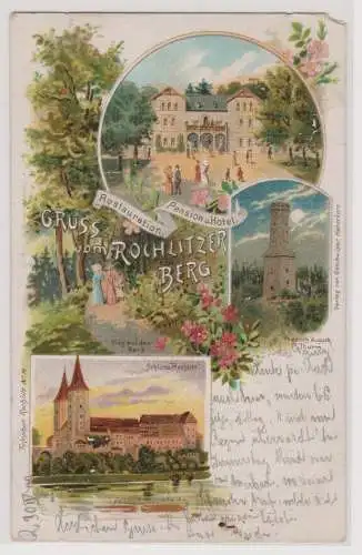 26097 AK Gruss vom Rochlitzer Berg - Restauration, Pension, Hotel, Schloss 1899