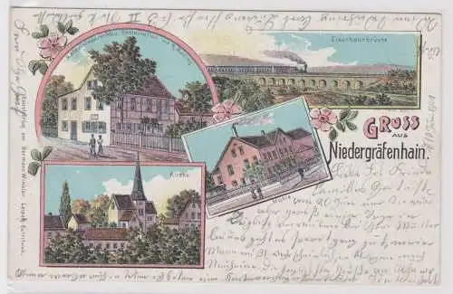 43240 Ak Lithographie Gruß aus Niedergräfenhain Restaurant, Mühle usw. 1901