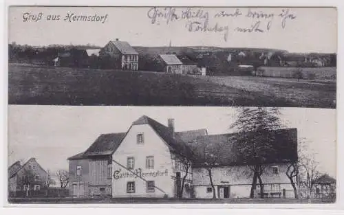 900450 AK Gruß aus Hermsdorf - Gasthof, Ortsansicht 1927