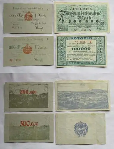 4 x Banknoten 100 bis 500 Tausend Mark Annaberg und Buchholz 1923 (144724)