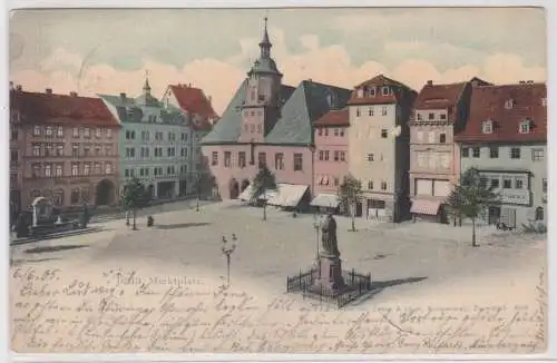 49616 Ak Jena Marktplatz mit Geschäften 1905