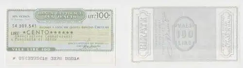 100 Lire Banknote Italien Italia Banca Cattolica del Veneto 20.10.1976 (151077)