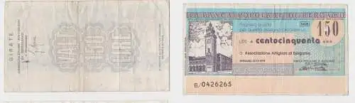 150 Lire Banknote Italien Italia La Banca Populare di Bergamo 11.12.1976(150275)