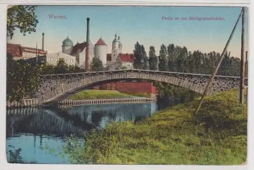 65362 AK Wurzen - Partie an der Mühlgrabenbrücke, Blick nach dem alten Schloß