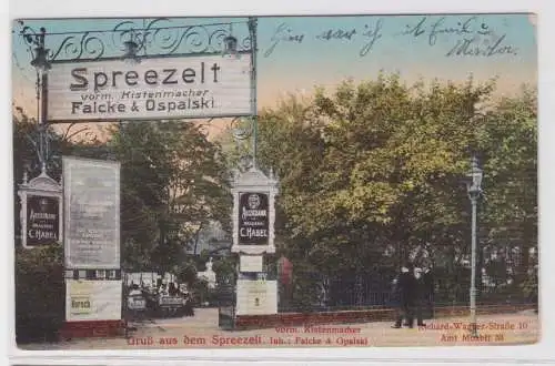 97541 Ak Gruß aus dem Spreezelt vorm.Kistenmacher Richard Wagner Straße 10, 1912