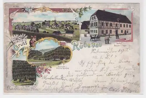 96330 Ak Lithographie Gruss aus Rübenau Gasthof usw. 1901