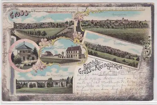 09270 Ak Lithographie Gruß aus Rippach Gross- und Kleingöhren um 1900