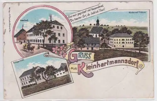 42335 Ak Lithographie Gruß aus Kleinhartmannsdorf Gasthof usw. 1901