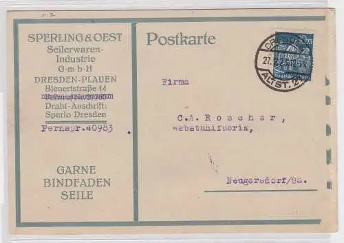 86045 Reklame Ak Dresden Plauen Sperling & Oest Seilerwaren Industrie GmbH 1923