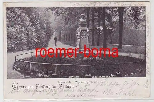 65390 Ak Gruß aus Freiberg in Sachsen Promenade Werner Denkmal 1901