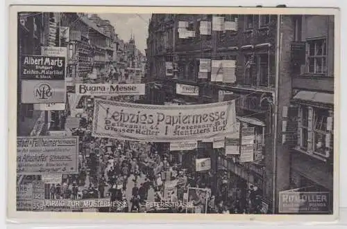 19106 AK Leipzig zur Mustermesse - Petersstraße mit Menschenmenge um 1935