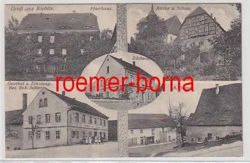 76213 Mehrbild Ak Gruß aus Kiebitz Bäckerei, Gasthof, Kirche, Schule um 1920