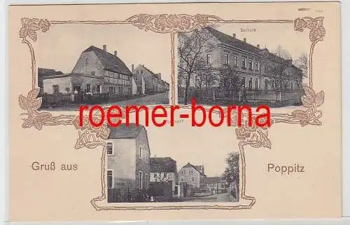 76576 Mehrbild Ak Gruß aus Poppitz Schule, Oberdorf usw. um 1920