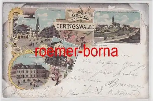 77757 Ak Lithographie Gruß aus Geringwalde Gasthof usw. 1898