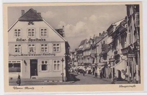 91024 AK Waren-Müritz - Langestraße Straßenansicht um 1910