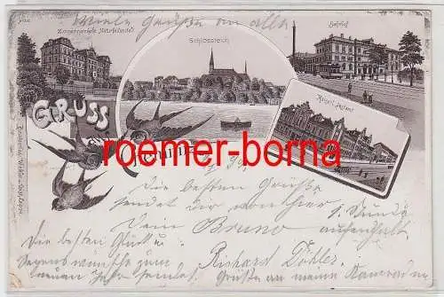 77300 Ak Lithographie Gruß aus Chemnitz Bahnhof usw. 1899
