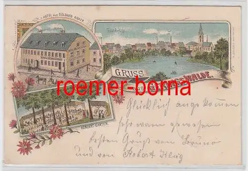 77756 Ak Lithographie Gruß aus Geringswalde Hotel zum goldenen Anker 1900