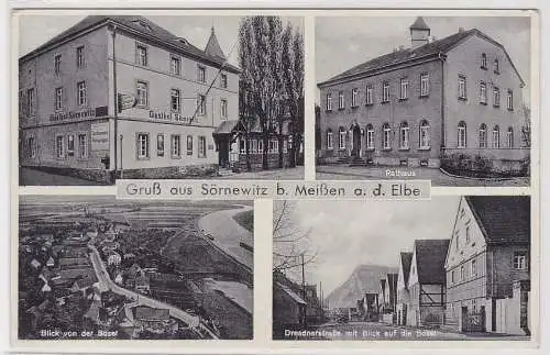 44364 Ak Gruß aus Sörnewitz bei Meißen an der Elbe Gasthof usw. um 1930