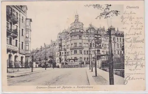 70332 Ak Chemnitz Enzmann-Strasse mit Agricola- und Kanzlerstrasse 1904