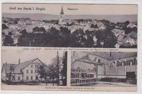 60516 Ak Gruß aus Syda im Erzgebirge "Hotel zum Bad" 1922
