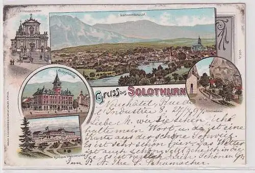 32780 Ak Lithographie Gruß aus Solothurn Post, Kurhaus, Einsiedelei 1897
