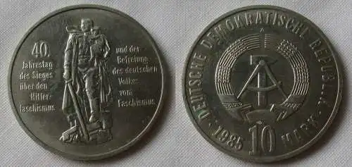 DDR Gedenk Münze 10 Mark 40.Jahre Kriegsende 1985 Stempelglanz (155573)