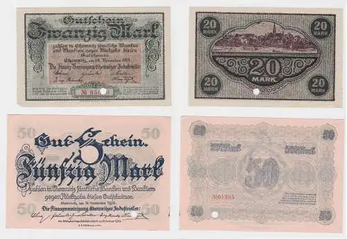 20 & 50 Mark Banknoten Finanzvereinigung Chemnitzer Industrieller 1918 (132172)