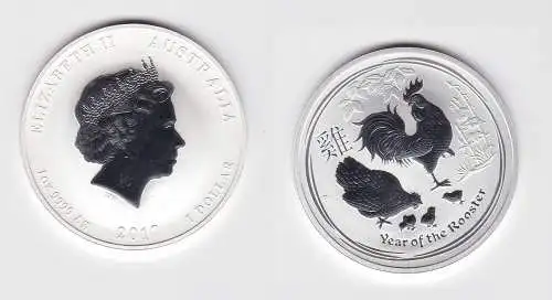 1 Dollar Silber Münze Australien Jahr des Hahn 1 Unze Feinsilber 2017 (131041)