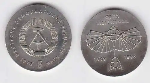 DDR Gedenk Münze 5 Mark Otto Lilienthal 1973 Stempelglanz (140804)