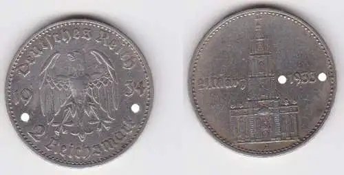 2 Mark Silber Münze 3. Reich Garnisonkirche mit Datum 1934 A Jäger 355 (114402)