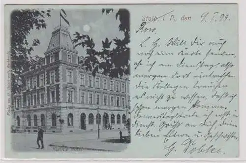 52381 Mondscheinkarte Stolp Słupsk in Pommern Kleins Hotel 1899