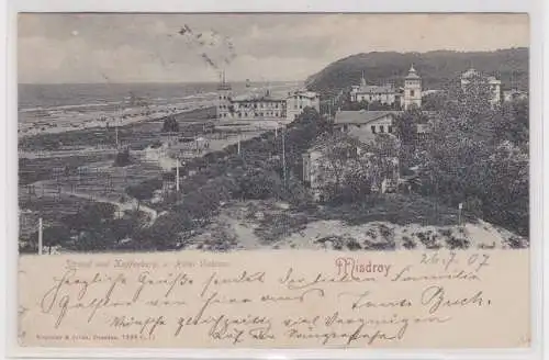 72576 Ak Misdroy - Strand und Kaffeeberg v. Hotel Victoria 1907