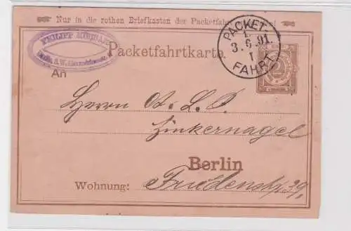 908057 Privatpost Ganzsache Berliner Packetfahrtkarte Philipp Mühsam 1891