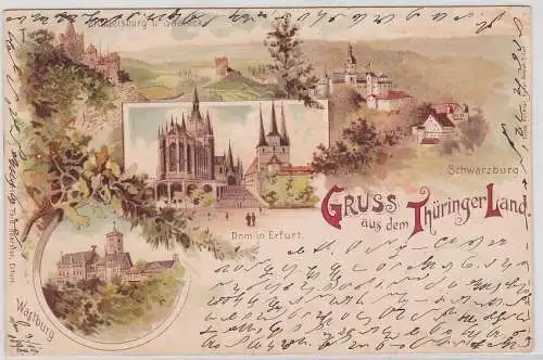 76822 Ak Lithographie Gruß aus dem Thüringer Land 1899