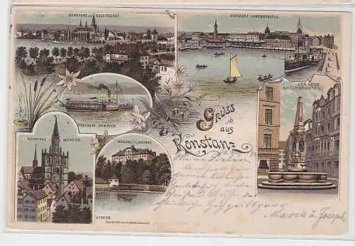 63521 Ak Lithographie Gruß aus Konstanz am Bodensee 1898