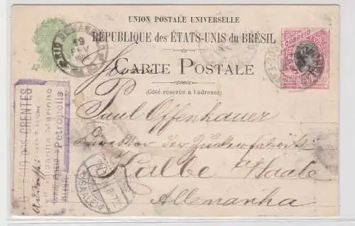 93361 seltene Ganzsachen Postkarte Brasilien 100 Reis nach Kalbe 1904