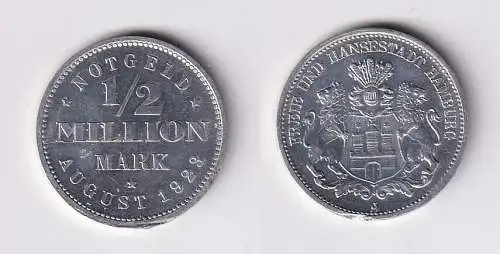 1/2 Million Mark Aluminium Münze Freie Hansestadt Hamburg 1923 (157152)