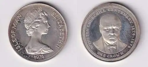 1 Crown Silbermünze Isle of Man Winston Churchill 1874 - 1974 (144947)