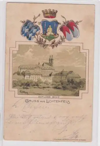 22027 Wappen Präge Ak Gruß aus Lichtenfels Schloß Banz 1899