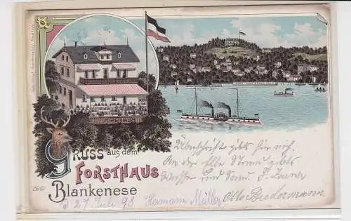 51397 Ak Lithographie Gruss aus dem Forsthaus Blankenese 1898