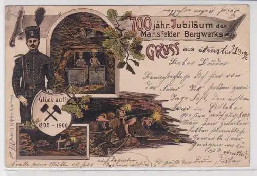 903706 Bergbau Ak Lithographie 700 jähriges Jubiläum des Mansfelder Bergwerks