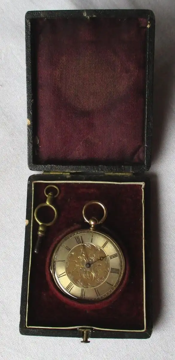 Lépine Taschenuhr 585er Gold floralen Verzierungen, Schlüsselaufzug (110115) 0