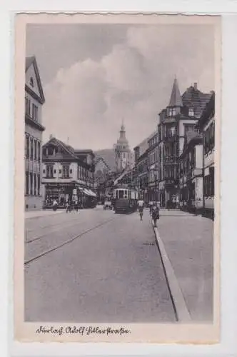 33637 Ak Durlach Strassenansicht mit Strassenbahn um 1940