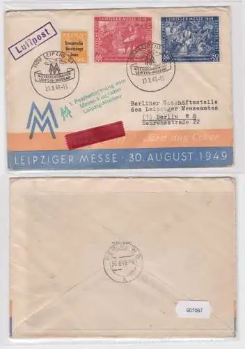 907067 DDR FDC Luftpost 1.Postbeförderung Messe-Flughafen Leipzig Mockau 29.8.49